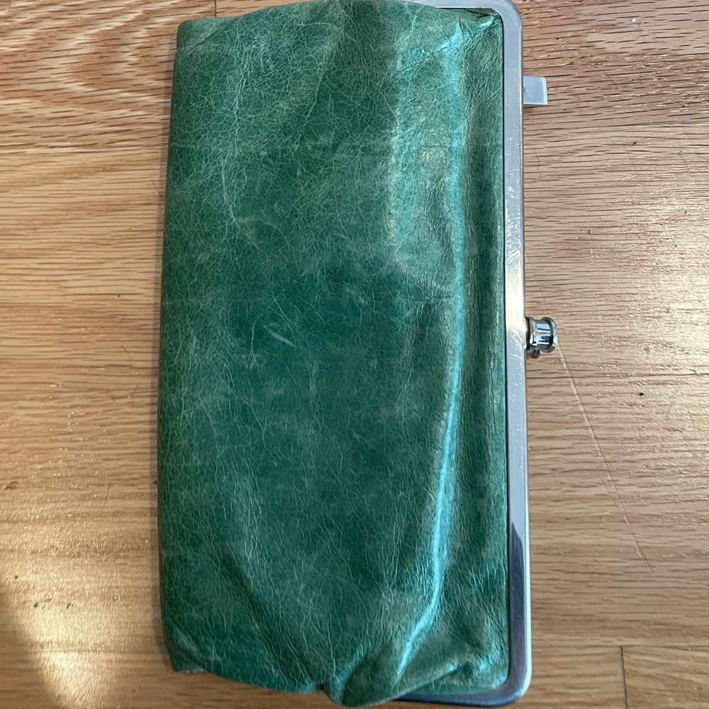Green leather wallet purse